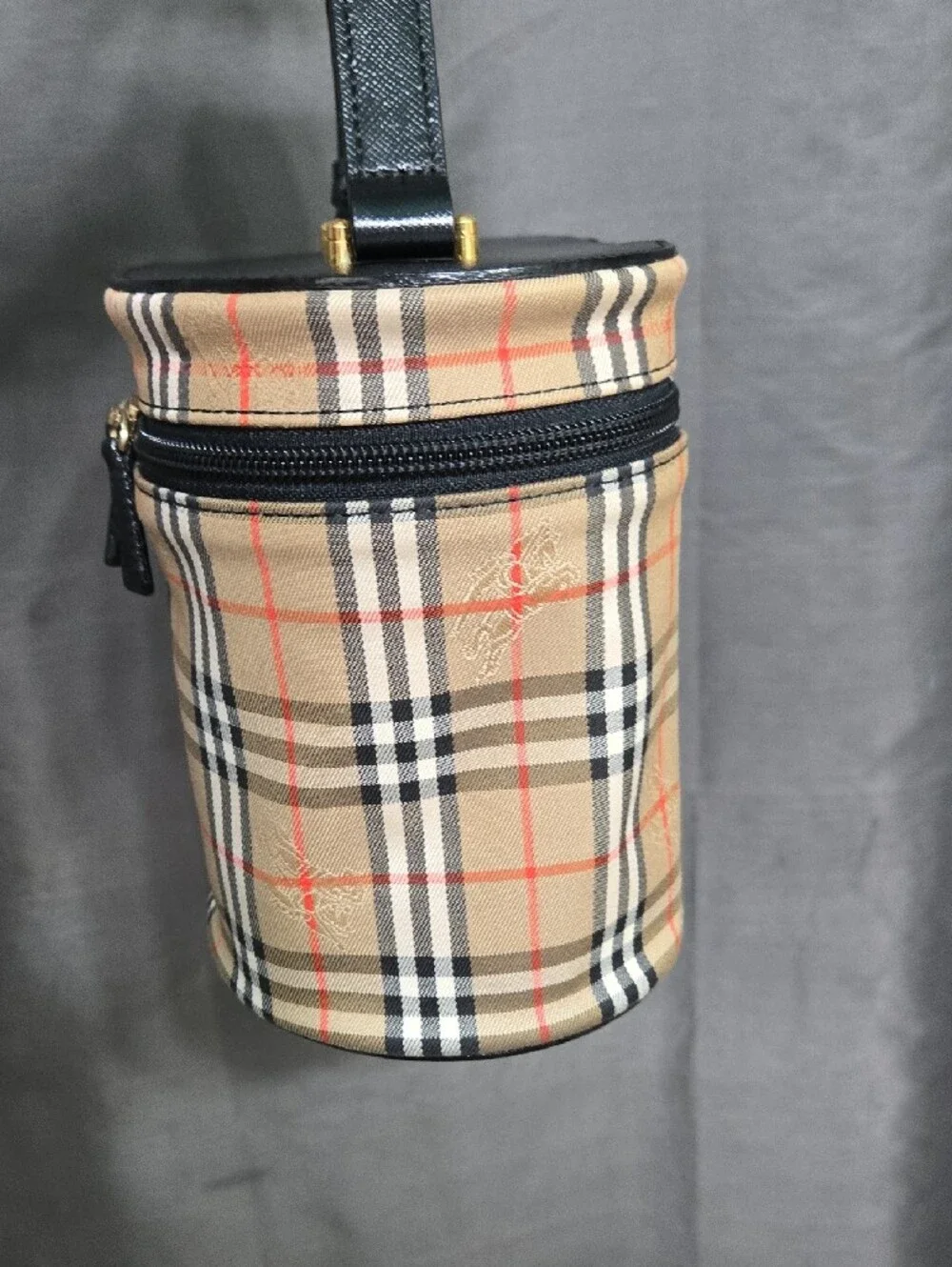 WEEKEND SALE!Burberry Nova Check Shadow Horse Vanity Hand Bag Canvas Leather